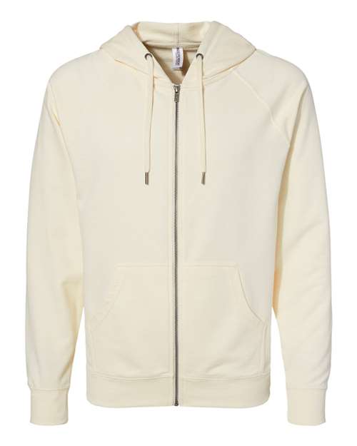 Unisex Icon Lightweight Loopback Terry Full-Zip Hooded Sweatshirt — Bone