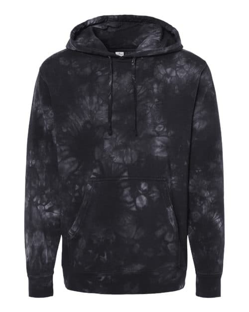 Unisex Midweight Tie-Dyed Hooded Sweatshirt — Tie Dye Black