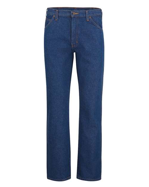 Men's Odd Sizes Industrial Jeans — Rinsed Indigo Blue - 39 Unhemmed
