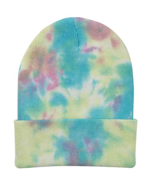 12" Tie-Dyed Cuffed Beanie — Raspberry Mist