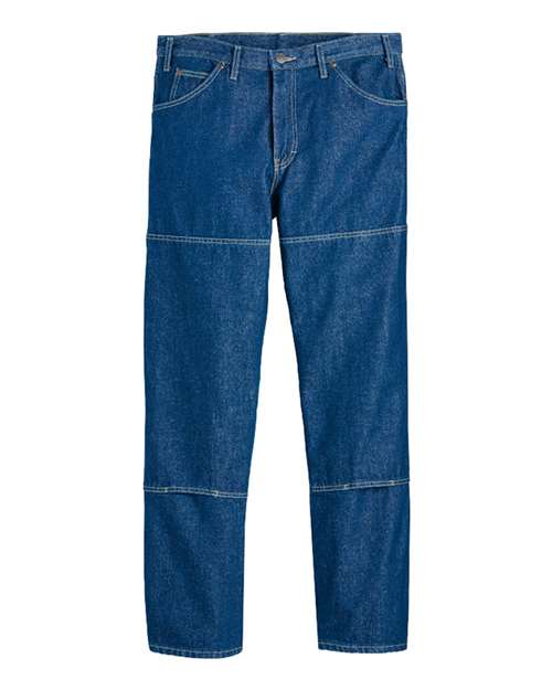 Men's Extended Sizes Industrial Double Knee Jeans — Rinsed Indigo Blue - 30I