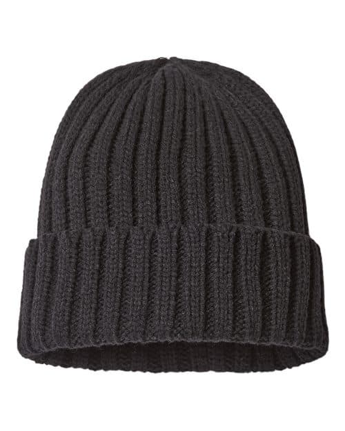 Sustainable Cable Knit Cuffed Beanie — Black