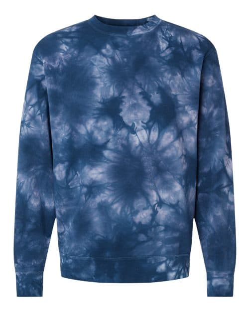 Unisex Midweight Tie-Dyed Crewneck Sweatshirt — Tie Dye Navy