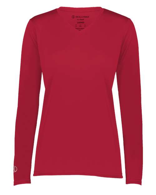 Women's Momentum Long Sleeve V-Neck T-Shirt — Scarlet