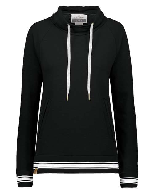 Women's All-American Fleece Funnel Neck Sweatshirt — Black/ White