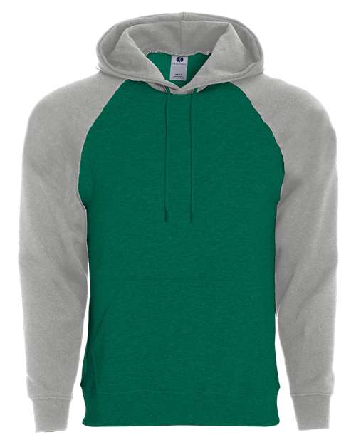 Men's Athletic Fleece Banner Hooded Sweatshirt — Dark Green/ Athletic Heather