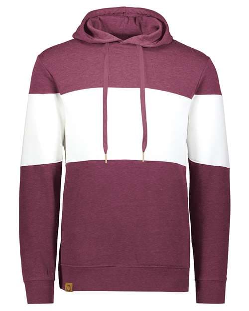 Men's All-American Fleece Colorblocked Hooded Sweatshirt — Maroon Heather/ White