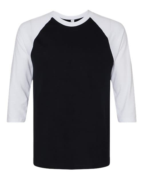 Unisex CVC Three-Quarter Sleeve Tee — Black/ White