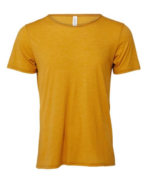 Unisex FWD Fashion Triblend Raw Neck Tee — Mustard Triblend