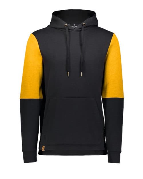Men's All-American Team Fleece Colorblocked Hooded Sweatshirt — Black/ Gold Heather