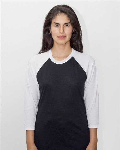 Unisex USA-Made Three-Quarter Sleeve Raglan Baseball T-Shirt