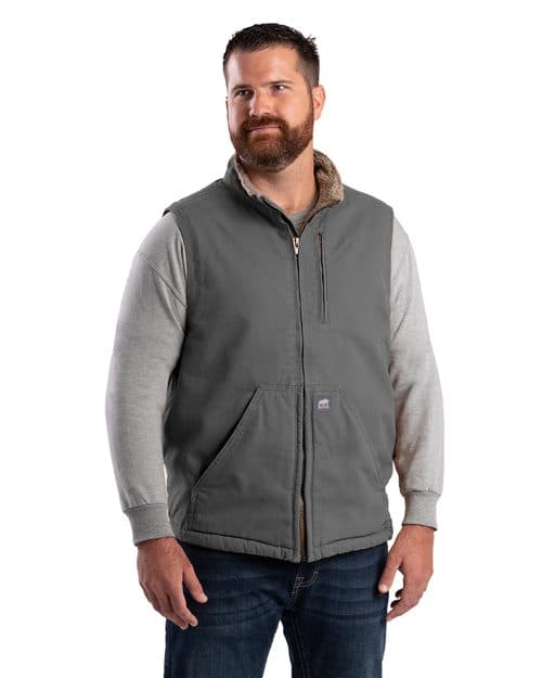 Men's Heartland Sherpa-Lined Washed Duck Vest
