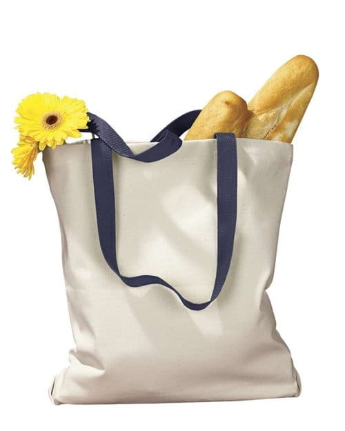 Canvas Tote with Contrast-Color Handles