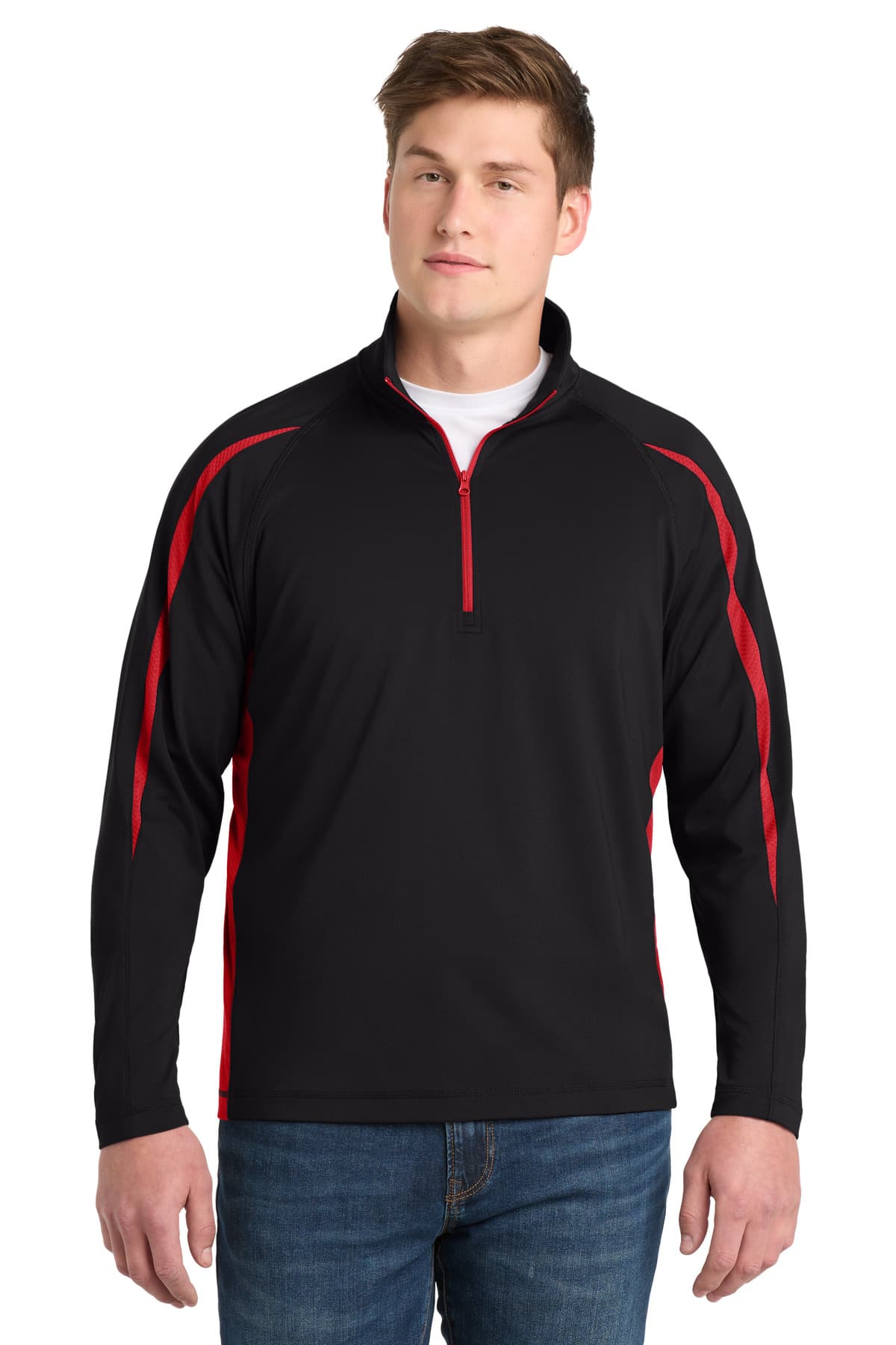 Sport-Tek ® Sport-Wick ® Stretch 1/4-Zip Colorblock Pullover