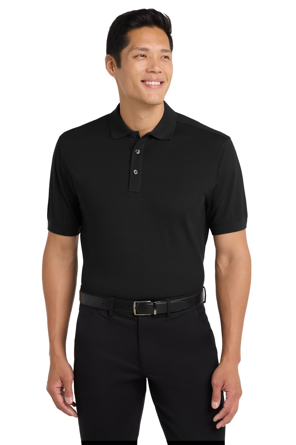 Port Authority ® Stretch Pique Polo — Black
