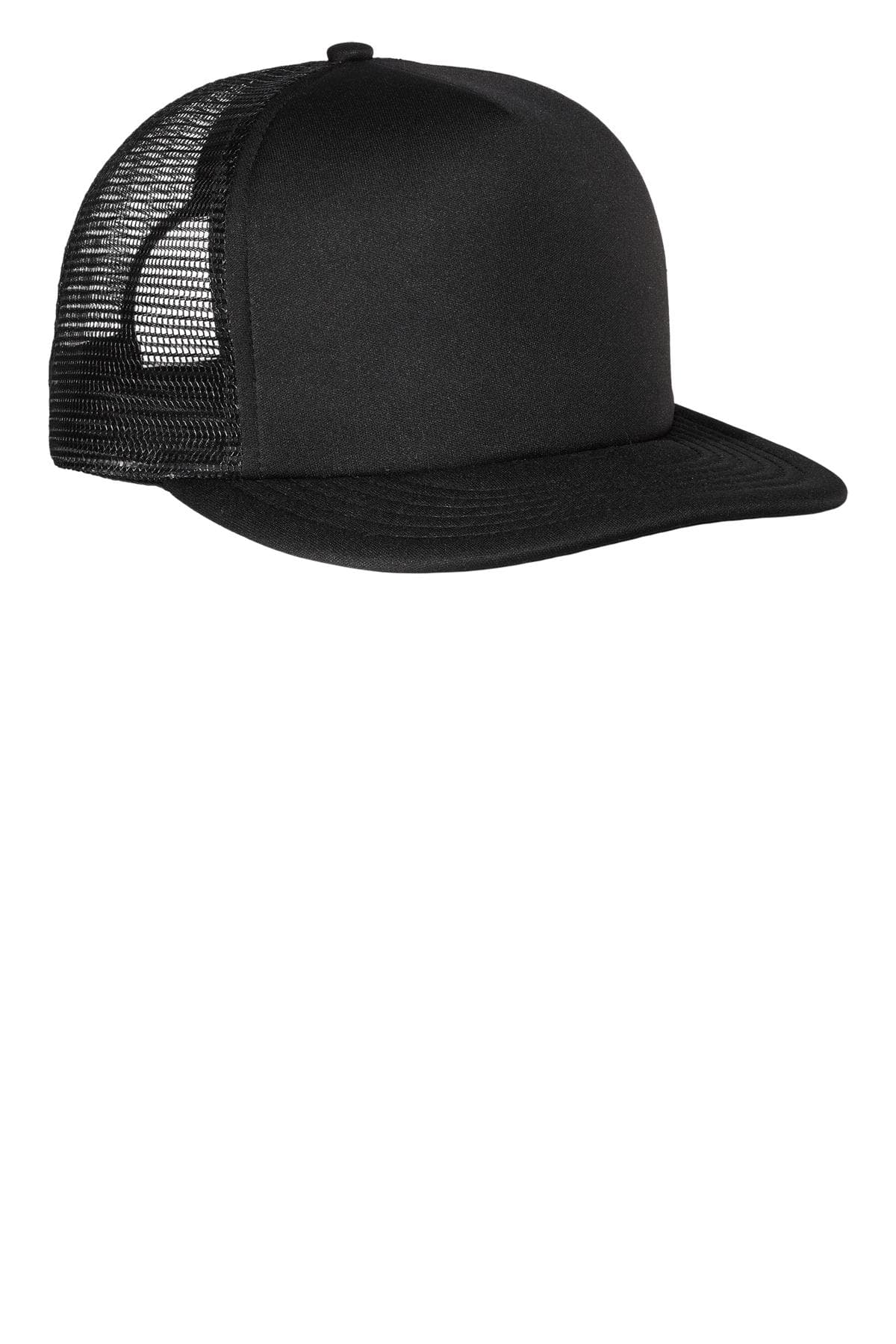District ® Flat Bill Snapback Trucker Cap — Black