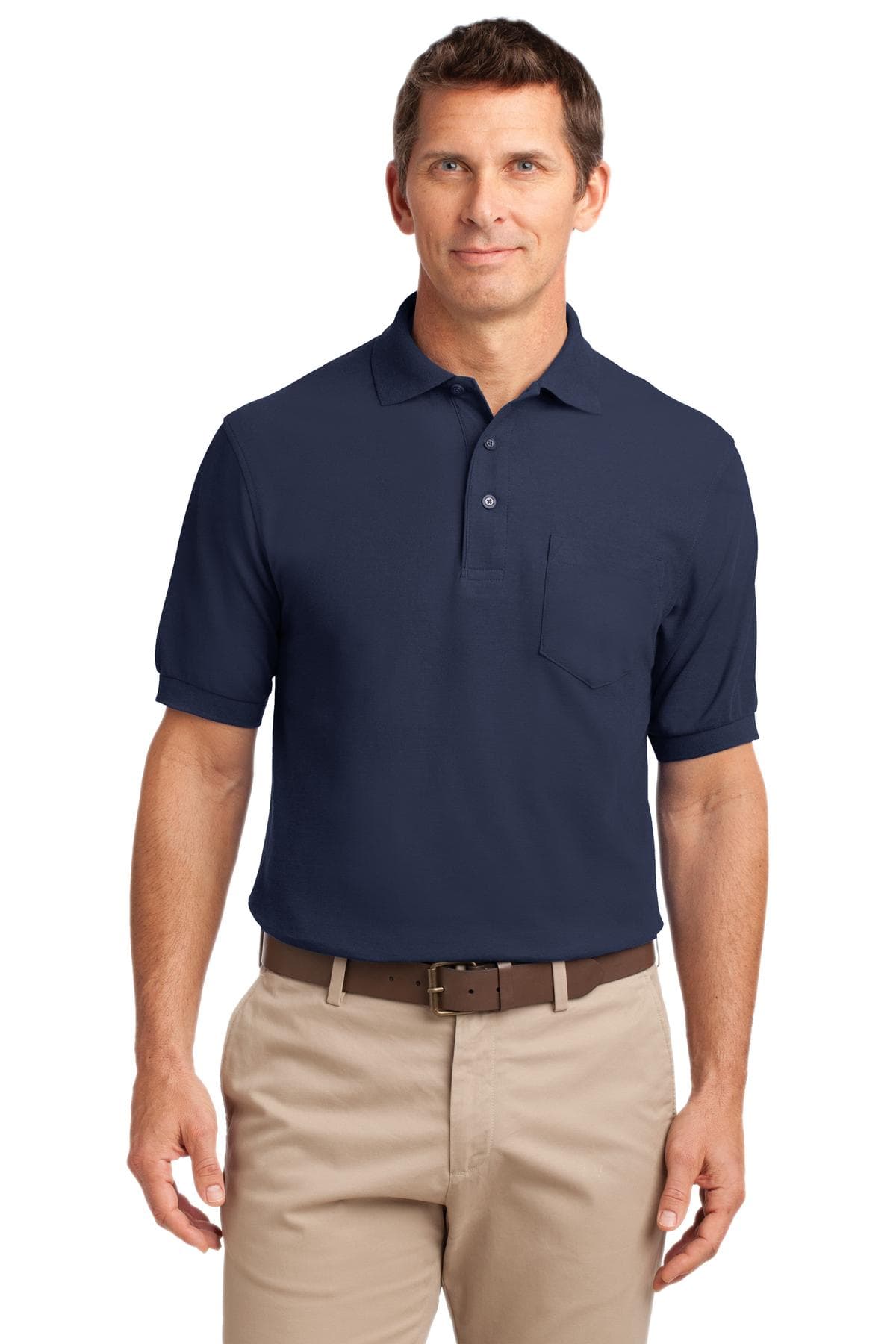 Port Authority ® Silk Touch Polo with Pocket — Navy