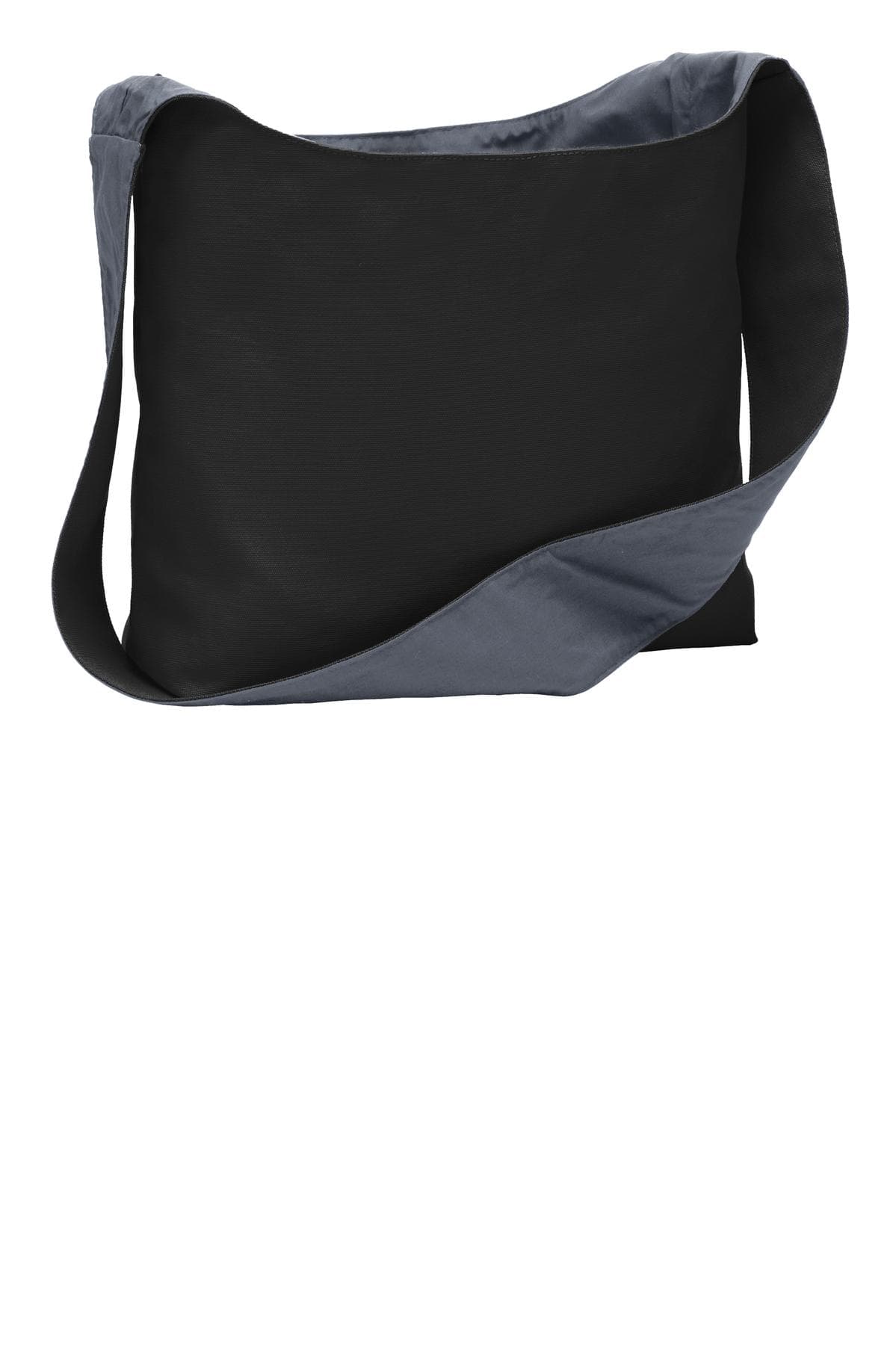 Port Authority ® Cotton Canvas Sling Bag — Black/ Charcoal