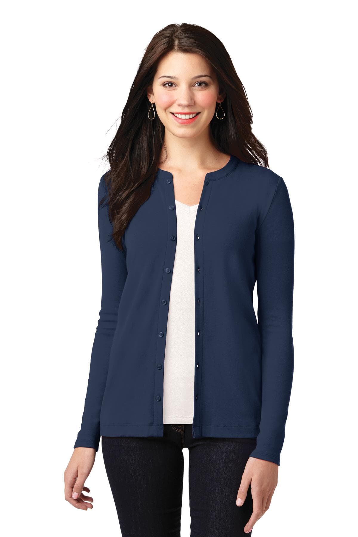 Port Authority ® Women's Concept Stretch Button-Front Cardigan — Dress Blue Navy