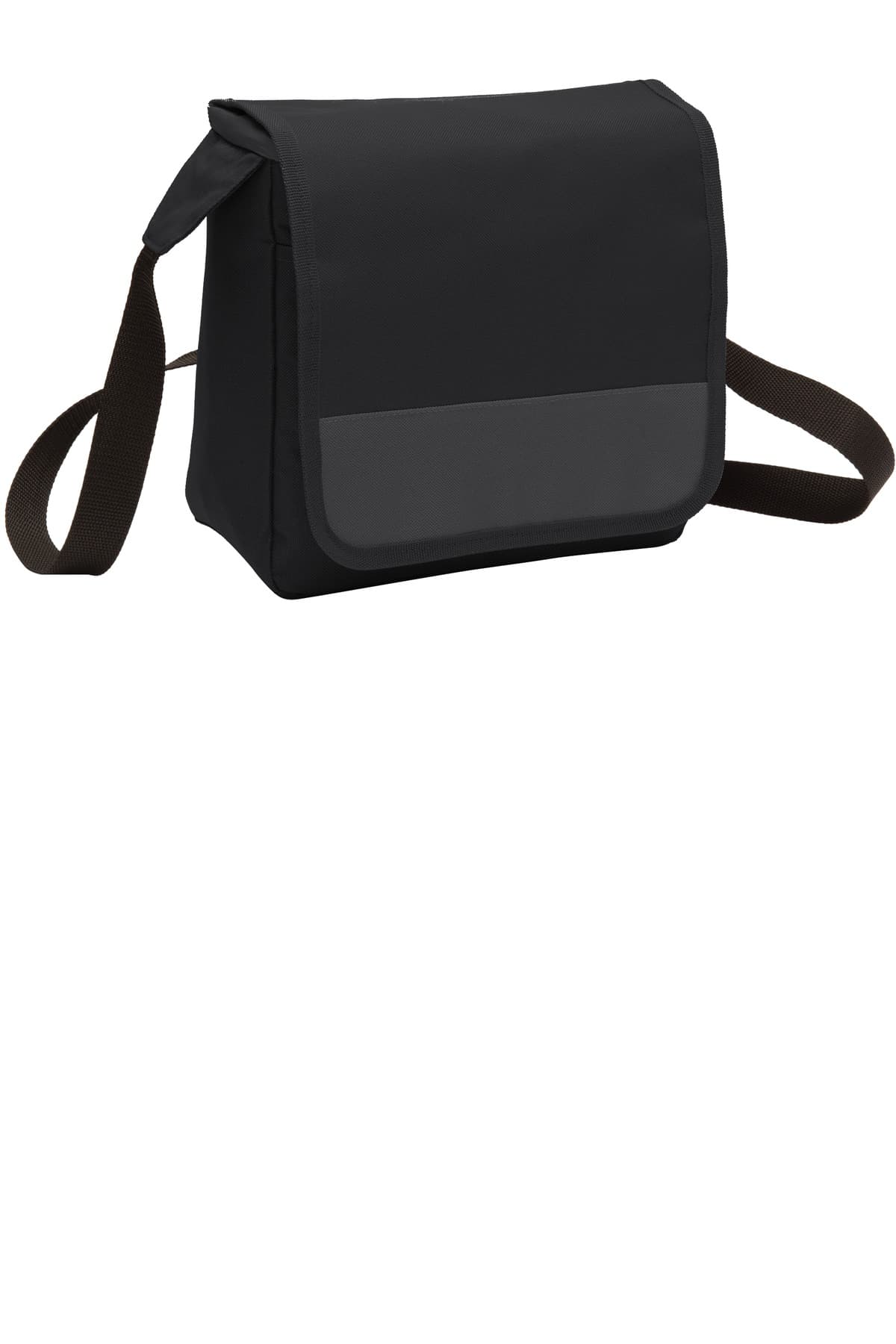 Port Authority ® Lunch Cooler Messenger — Black/ Dark Charcoal