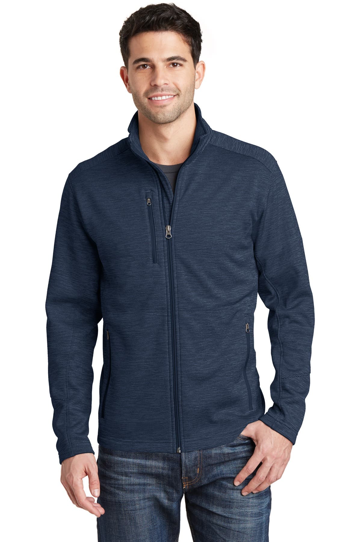 Port Authority ® Digi Stripe Fleece Jacket — Navy