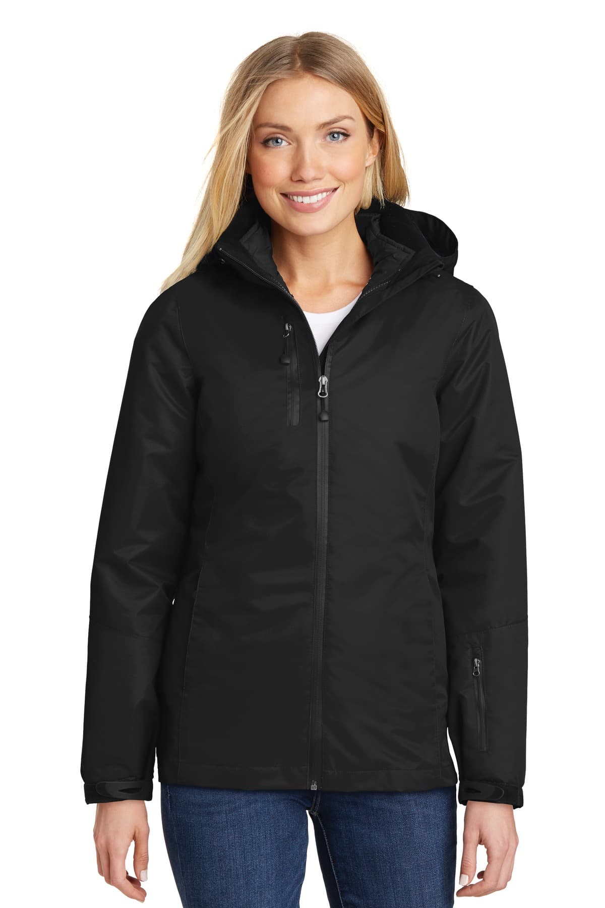 Port Authority ® Women's Vortex Waterproof 3-in-1 Jacket — Black/ Black