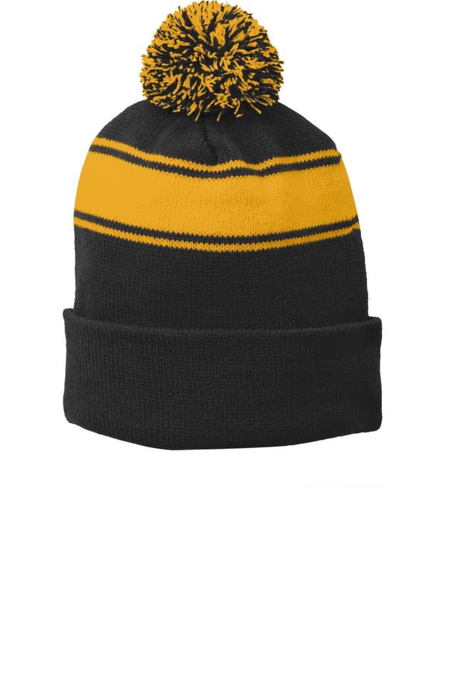Sport-Tek ® Stripe Pom Pom Beanie