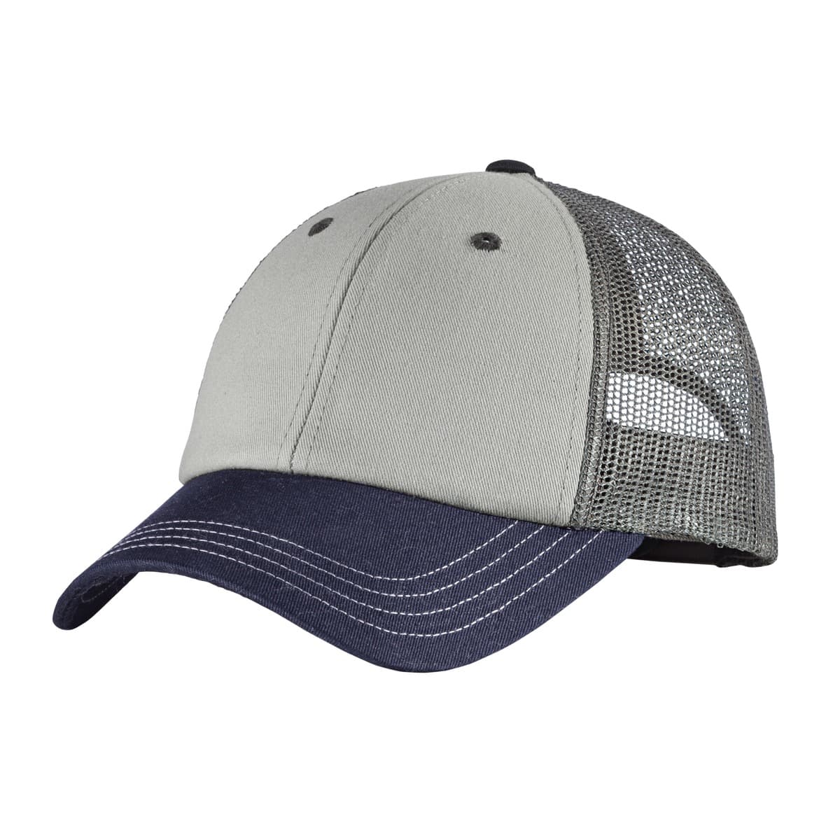 District ® Tri-Tone Mesh Back Cap — Chrome/ New Navy/ Charcoal