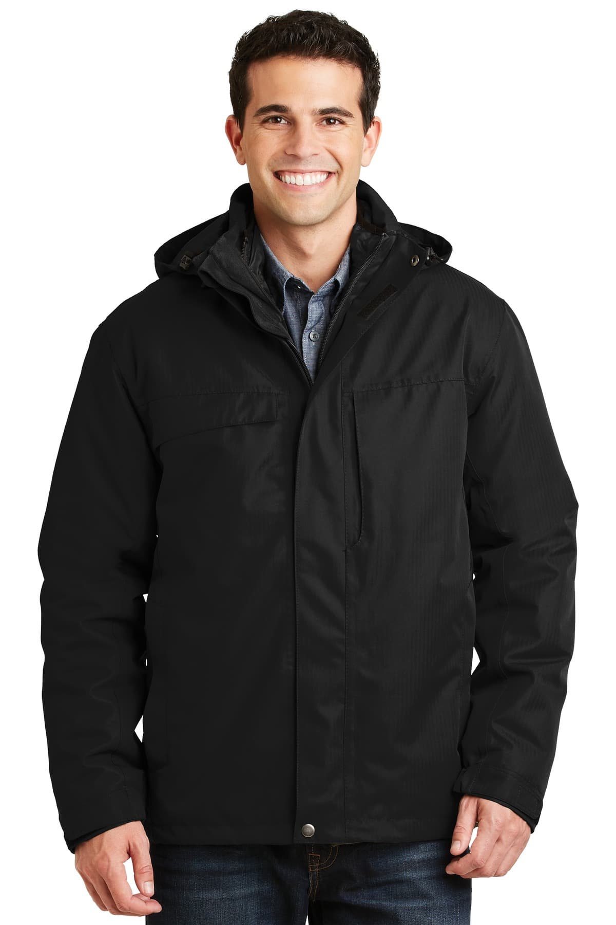 Port Authority ® Herringbone 3-in-1 Parka — Black