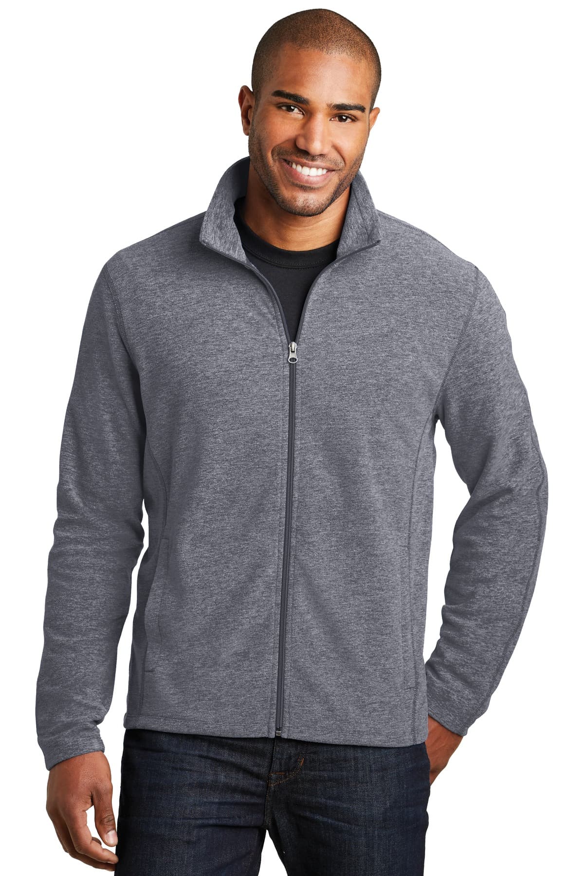 Port Authority ® Heather Microfleece Full-Zip Jacket — True Navy Heather