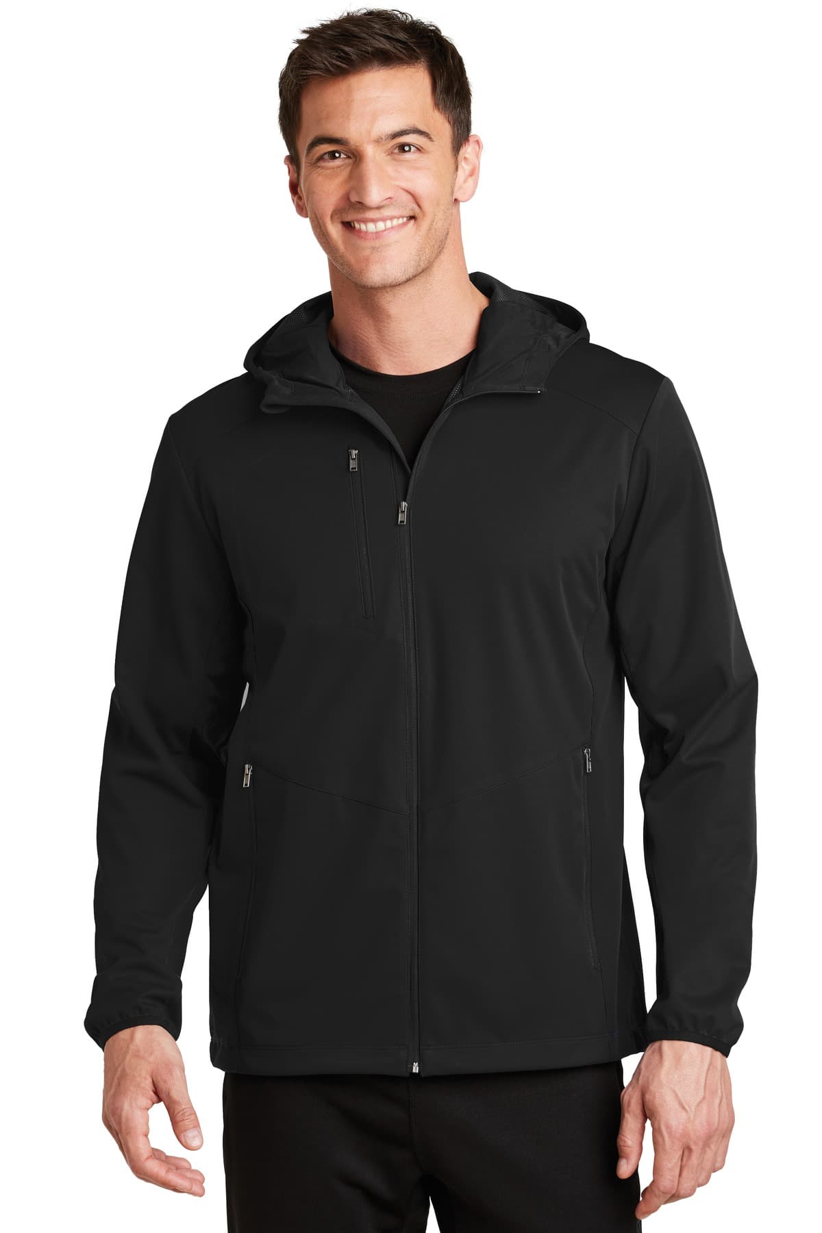 Port Authority ® Active Hooded Soft Shell Jacket — Deep Black
