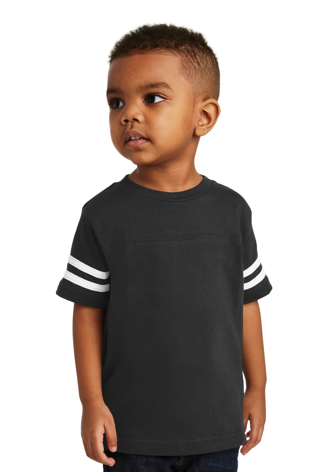 Rabbit Skins  Toddler Football Fine Jersey Tee — Black/ White