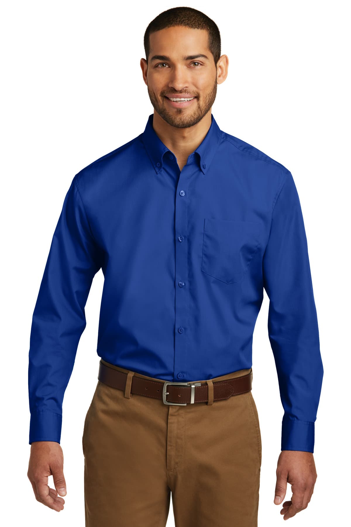 Port Authority ® Long Sleeve Carefree Poplin Shirt — True Royal