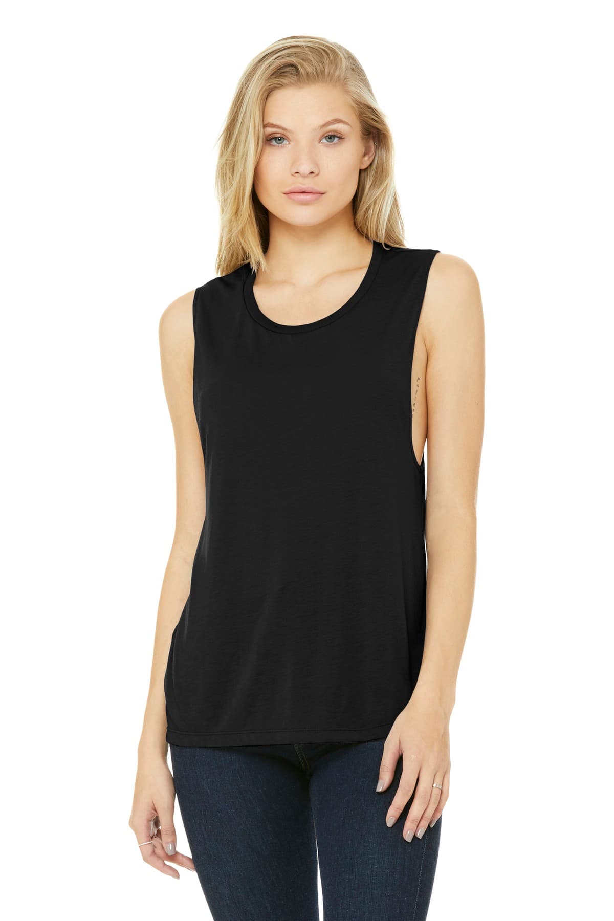 BELLA+CANVAS ® Women's Flowy Scoop Muscle Tank — Black