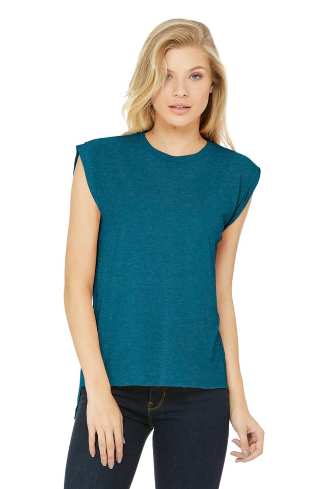 BELLA+CANVAS ® Women's Flowy Muscle Tee with Rolled Cuffs