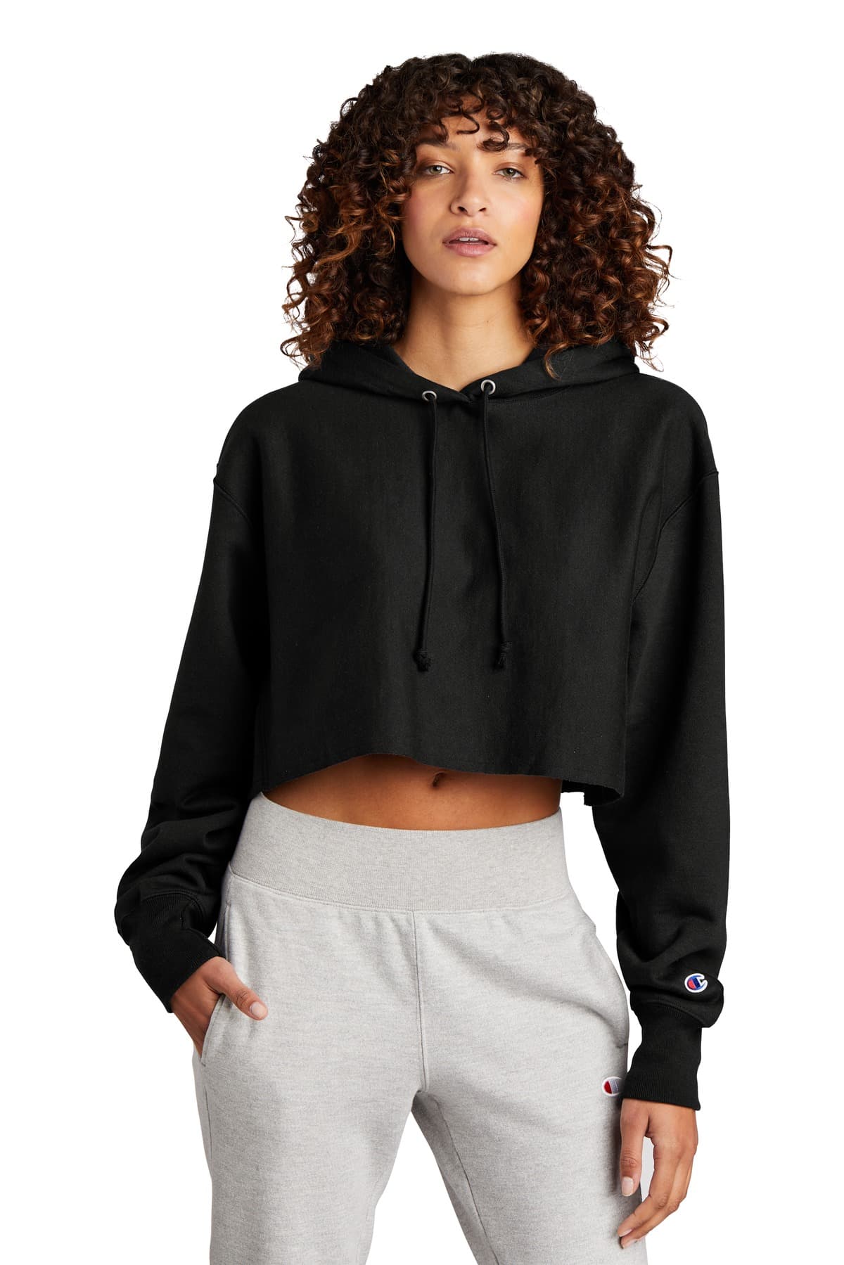 Champion ® Women's Reverse Weave ® Cropped Cut-Off Hooded Sweatshirt