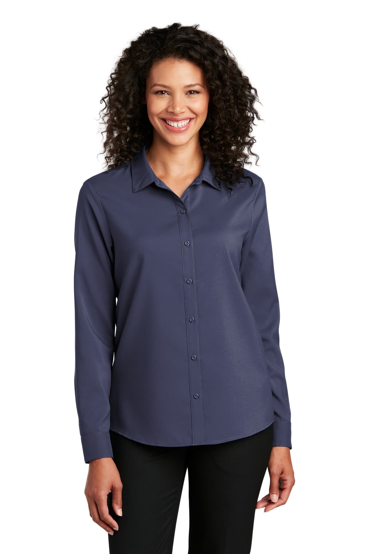 Port Authority ® Women's Long Sleeve Performance Staff Shirt — True Navy