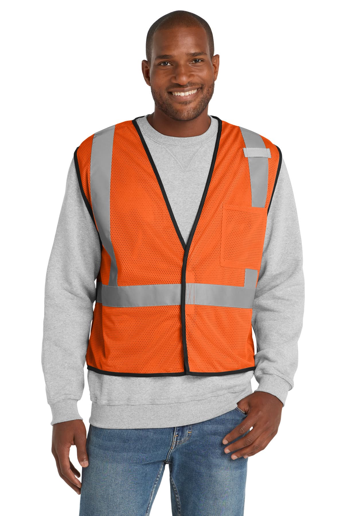 CornerStone ® ANSI 107 Class 2 Economy Mesh One-Pocket Vest — Safety Orange