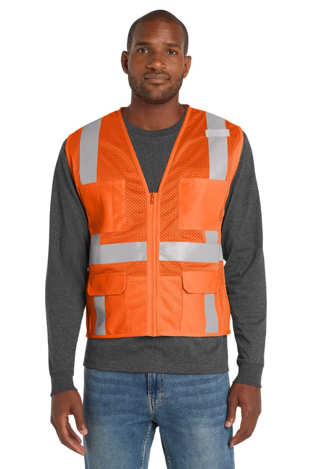 CornerStone ® ANSI 107 Class 2 Mesh Six-Pocket Zippered Vest