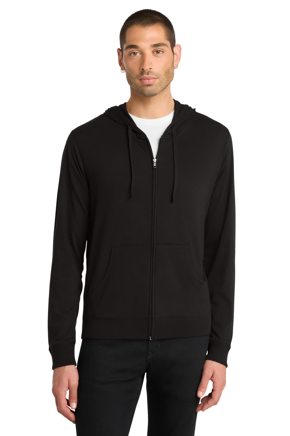 District ® Jersey Full-Zip Hoodie — Black