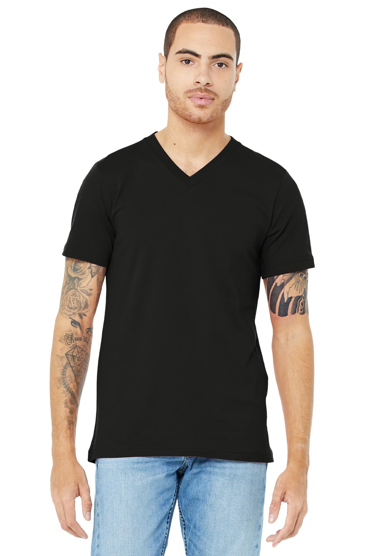 BELLA+CANVAS ® Unisex Jersey Short Sleeve V-Neck Tee — Black