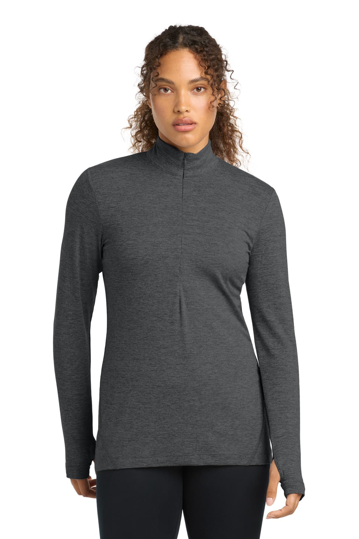 Sport-Tek ® Women's Exchange 1.5 Long Sleeve 1/2-Zip — Graphite Heather