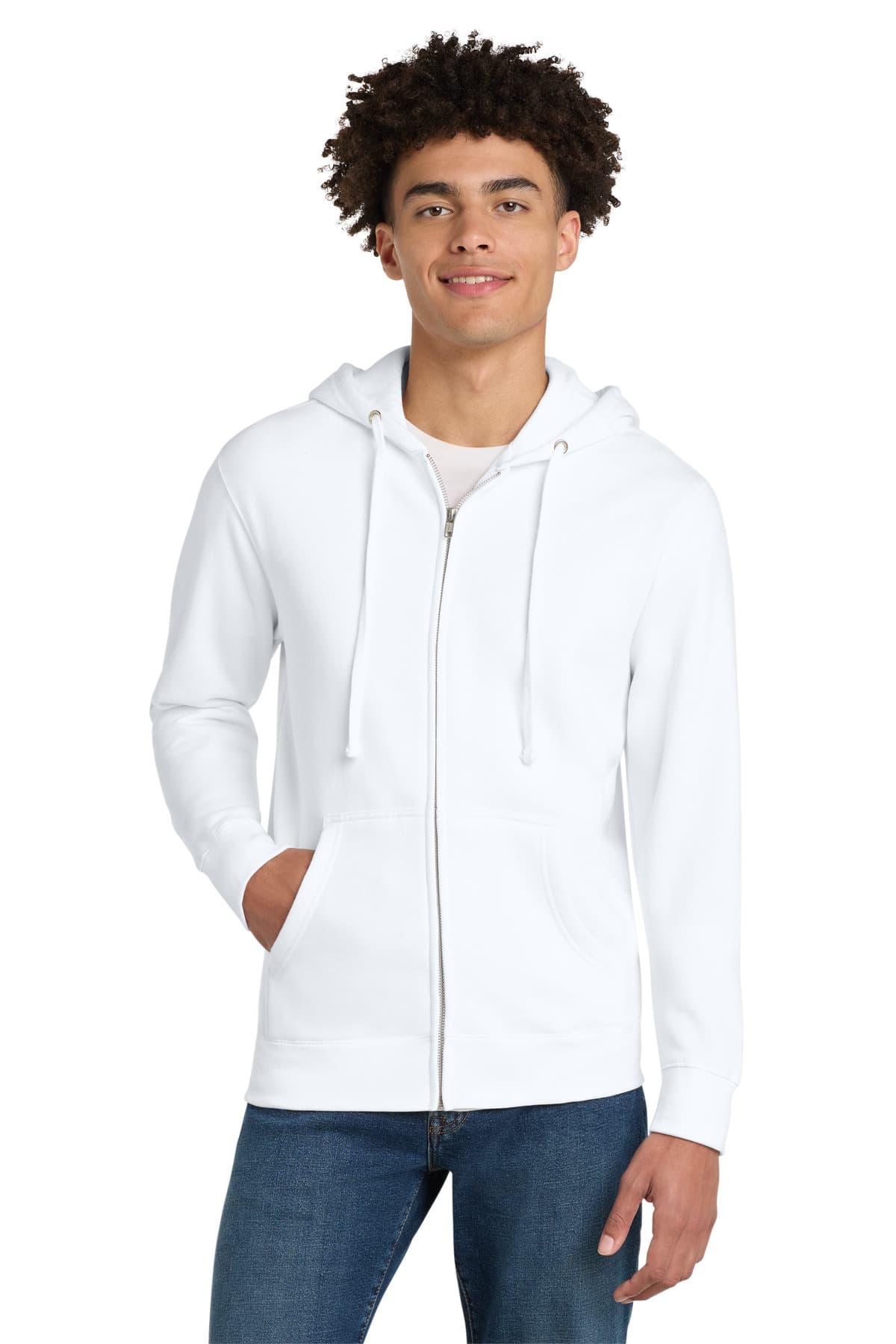 District ® V.I.T.  Fleece Full-Zip Hoodie — White