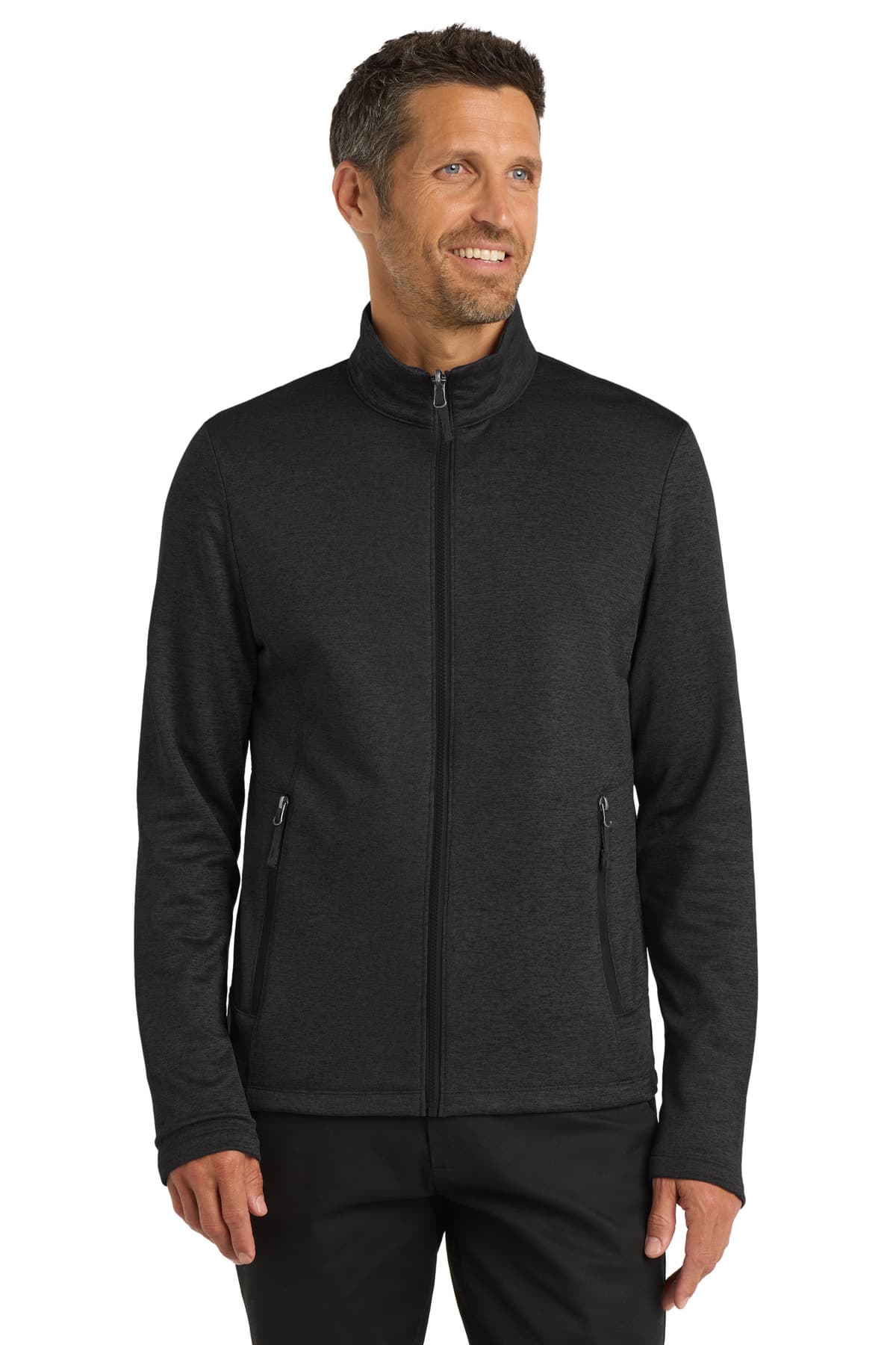 Port Authority ® Collective Striated Fleece Jacket — Deep Black Heather