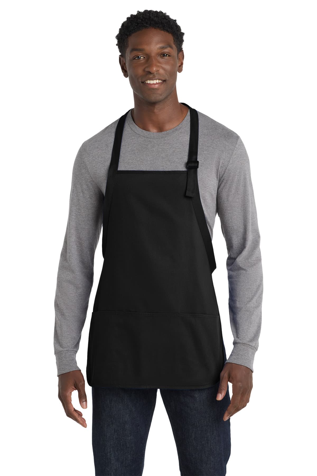 Port Authority ® Medium-Length Apron with Pouch Pockets — Black