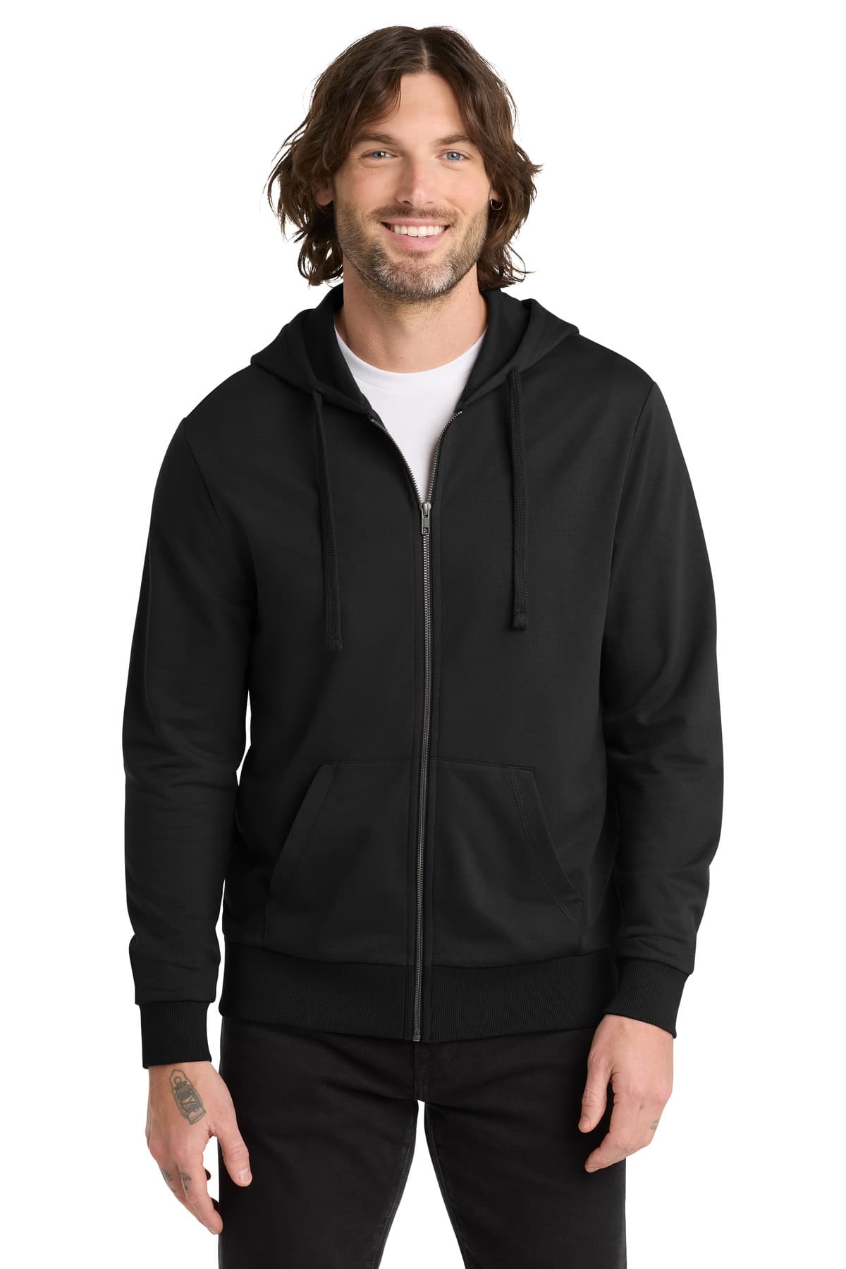 Allmade ® Unisex Organic French Terry Full-Zip Hoodie — Deep Black