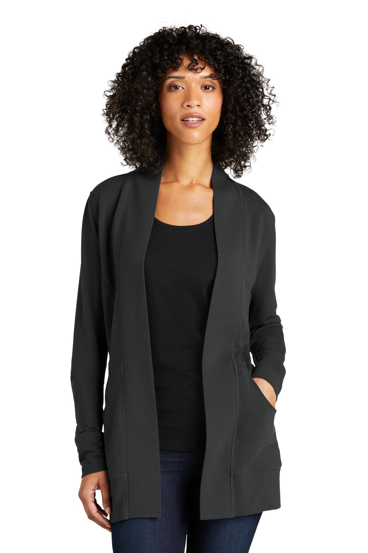 Port Authority ® Women's Microterry Cardigan — Charcoal
