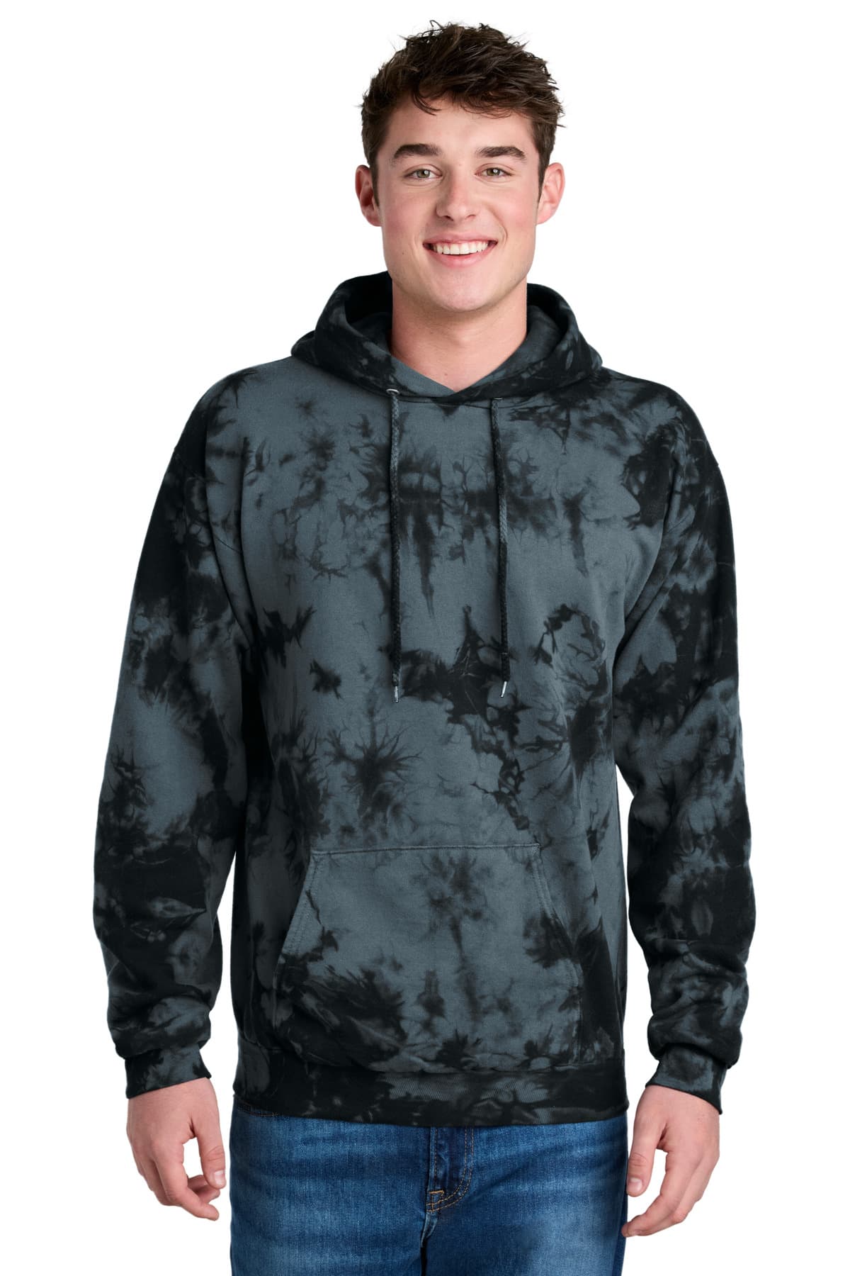 Port & Co  Crystal Tie-Dye Pullover Hoodie — Black