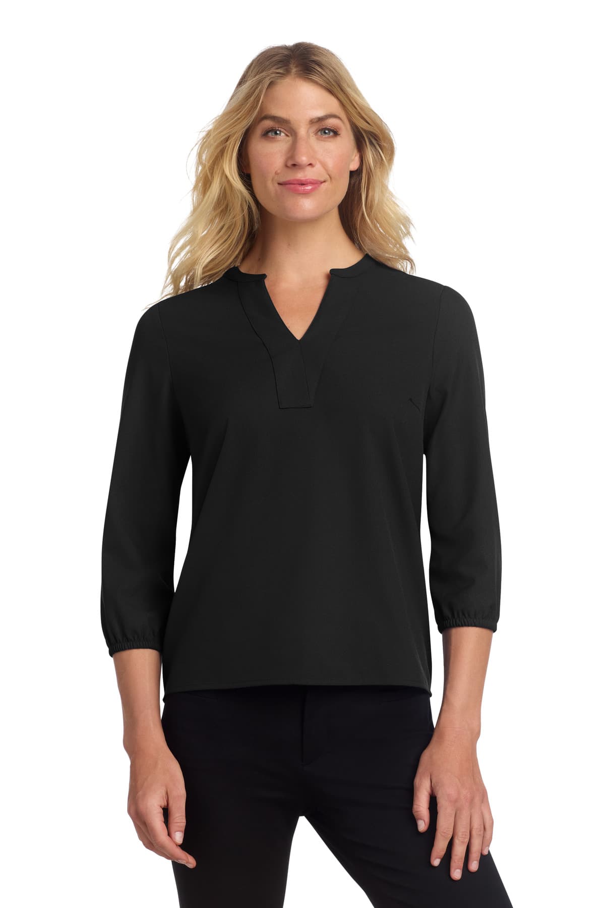 Mercer+Mettle ® Women's Stretch Crepe 3/4-Sleeve Blouse — Deep Black