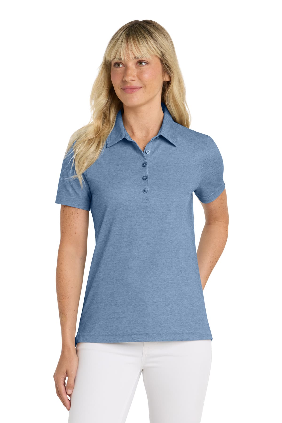 TravisMathew Women's Oceanside Heather Polo — Classic Blue Heather